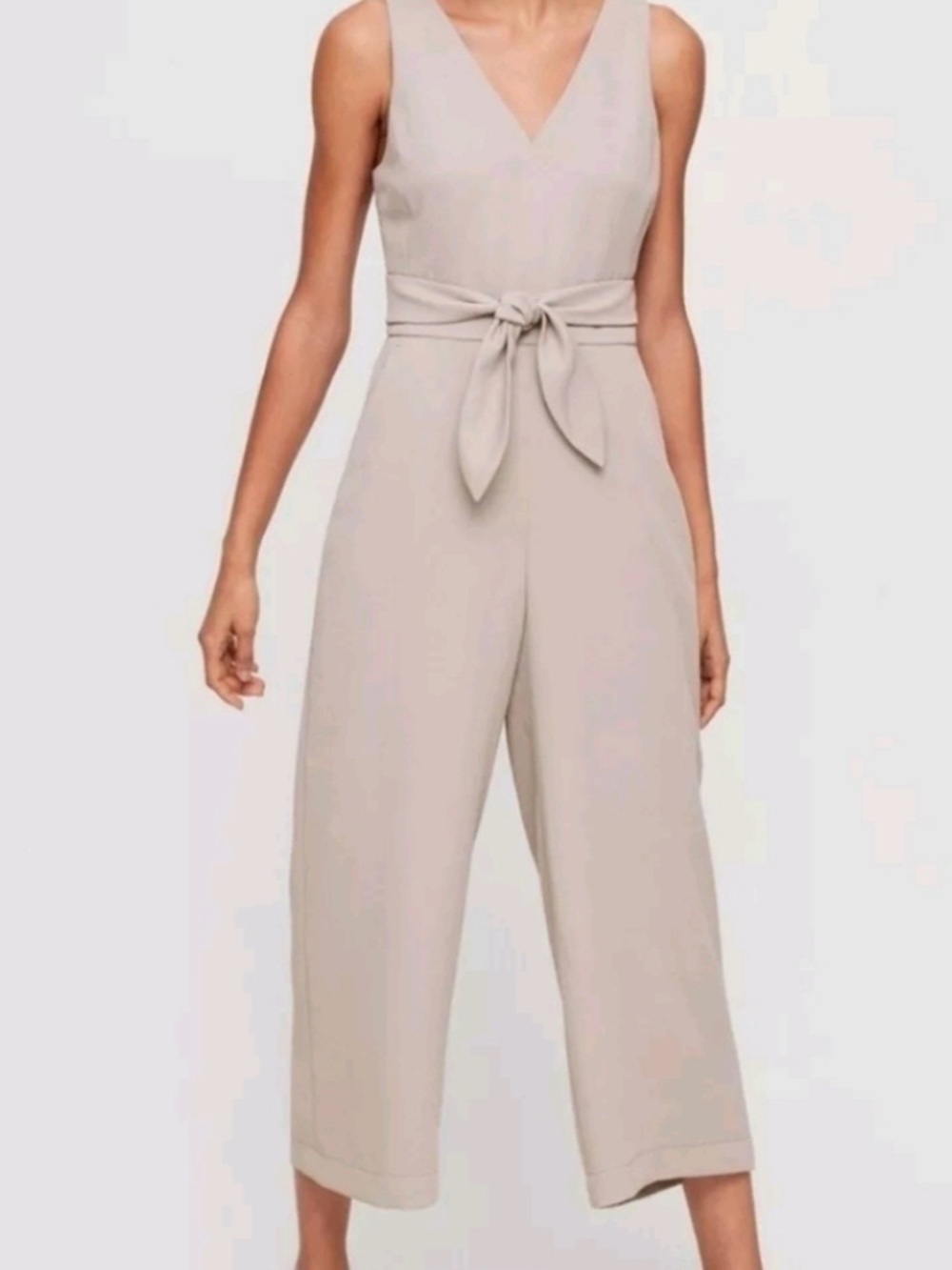 Wilfred Ecoulement Grey Sleeveless Wide-Leg Jumpsuit with Self-Tie Waist